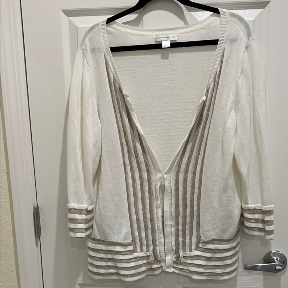 💥3 for $10💥 Christopher & Banks Cardigan Sweater Ramie Cotton XL Versatile